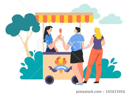Couple buying ice cream in park amusement vacation 105815958