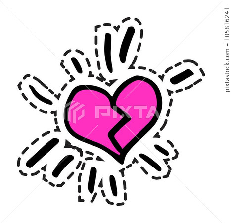 Broken heart, heartbroken sticker or patch vector Broken heart, heartbroken sticker or patch vector 105816241