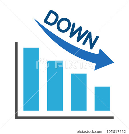 Bar graph and arrow (downward) Bar graph and arrow (downward) 105817332