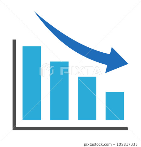 Bar graph and arrow (downward) Bar graph and arrow (downward) 105817333