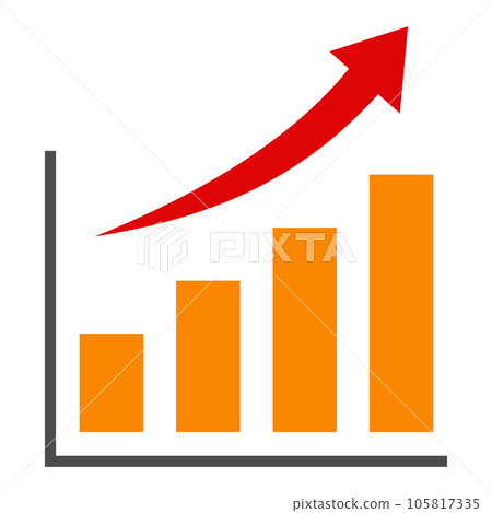 Bar chart and arrow (rising to the right) Bar chart and arrow (rising to the right) 105817335
