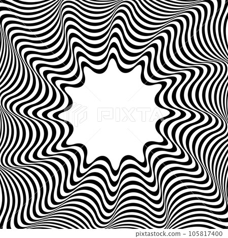 Rotation Whirl Motion and 3D Illusion in Abstract Op Art Wavy Lines Pattern. Vector Illustration. Rotation Whirl Motion and 3D Illusion in Abstract Op Art Wavy Lines Pattern. Vector Illustration. 105817400
