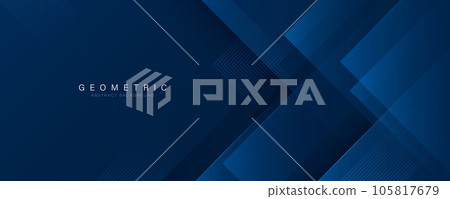 Dark blue abstract background with geometric overlay layer. Modern square shape graphic element. Futuristic concept. Suit for banner, cover, poster, brochure, business, corporate, website, flyer 105817679