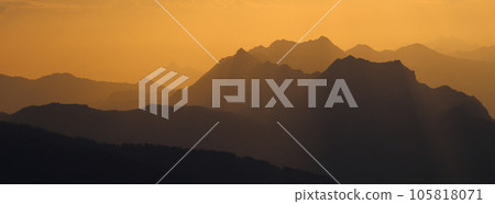 Augstmatthorn, Tannhorn and Brienzer Rothorn at sunrise. Augstmatthorn, Tannhorn and Brienzer Rothorn at sunrise. 105818071