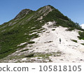 [垂直] 一名男子攀登八嶽山脈的礫石斜坡（內石岳 - 東天狗岳 - 西天狗岳） 105818105