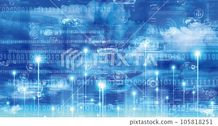 sky and cyber hologram CG sky and cyber hologram CG 105818251