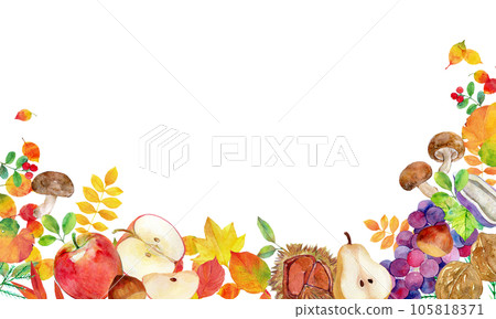 Autumn decoration frame wood grain background material 105818371