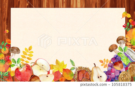 Autumn decoration frame wood grain background material Autumn decoration frame wood grain background material 105818375