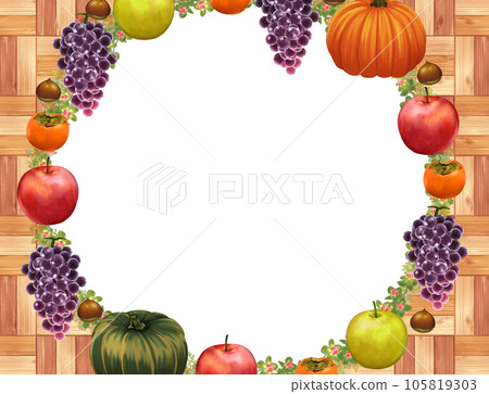 The taste of autumn, wood grain frame 105819303