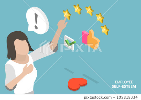 3D Isometric Flat Vector Conceptual Illustration of Employee Self-esteem 3D Isometric Flat Vector Conceptual Illustration of Employee Self-esteem 105819334