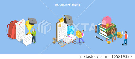 3D Isometric Flat Vector Conceptual Illustration of Education Financing 3D Isometric Flat Vector Conceptual Illustration of Education Financing 105819359