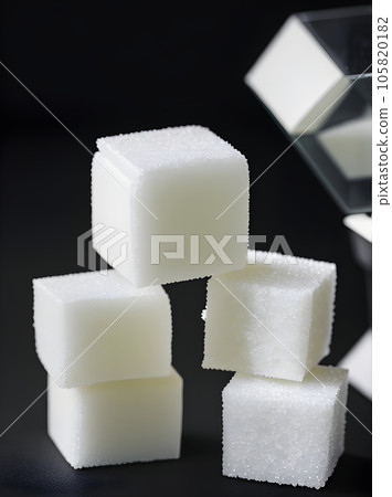 realistic sugar cubes on black background 105820182