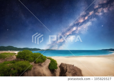 《AI影像》星空盛開的海灘 105820327
