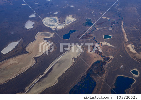 Kazakhstan landscape shot from an airplane 105820523