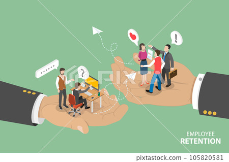 3D Isometric Flat Vector Conceptual Illustration of Employee Retention 3D Isometric Flat Vector Conceptual Illustration of Employee Retention 105820581