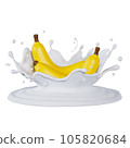 two bananas isolated. 3D render illustration 105820684