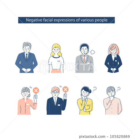 Facial expressions of 8 business people h16-18.23_QRST Negative Facial expressions of 8 business people h16-18.23_QRST Negative 105820869