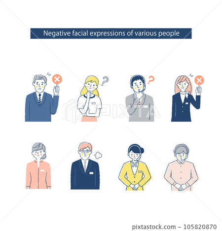 Facial expressions of 8 business people h16-18.23_QRST Negative Facial expressions of 8 business people h16-18.23_QRST Negative 105820870