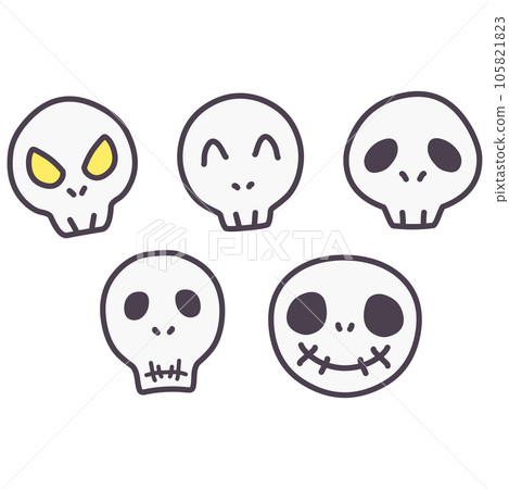 Simple deformed skull illustration set 105821823