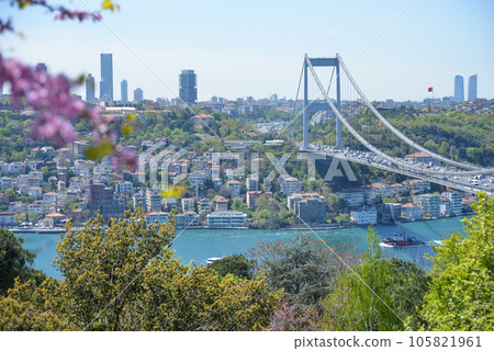 View of Istanbul from Otagtepe with Fatih Bridge. Travel Istanbul background photo. 105821961