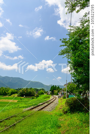 Scenery around Aso-Shimodajo Station shining in the Aso countryside ``Minami-Aso Railway, all lines opened and operations resumed'' 105822595