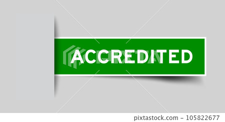 Green color square label sticker with word accredited that inserted in gray background Green color square label sticker with word accredited that inserted in gray background 105822677