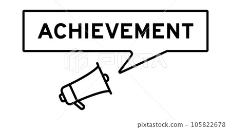 Megaphone icon with speech bubble in word achievement on white background 105822678