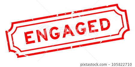 Grunge red engaged word rubber seal stamp on white background 105822710