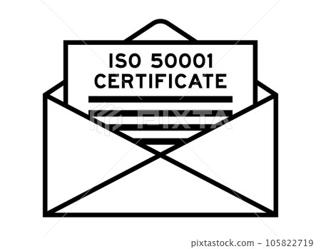 Envelope and letter sign with word ISO 50001 as the headline Envelope and letter sign with word ISO 50001 as the headline 105822719
