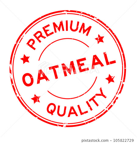 Grunge red premium quality oatmeal word round rubber seal stamp on white background 105822729