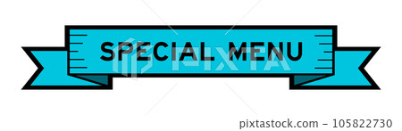 Ribbon label banner with word special menu in blue color on white background Ribbon label banner with word special menu in blue color on white background 105822730
