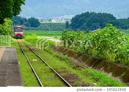 閃耀在阿蘇白河站（阿蘇白川車站）內的鄉村和風景的列車“南阿蘇鐵道，全線開通並恢復運營” 105822930