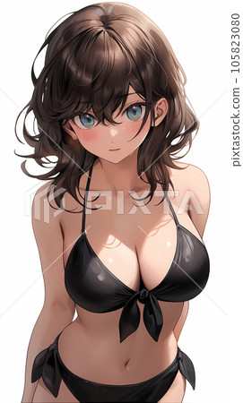 手绘卡通唯美的比基尼泳装女孩插画 105823080