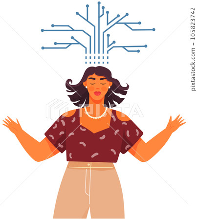 Woman with logical, analytical, strategic thinking mental mindset type, personality predisposition Woman with logical, analytical, strategic thinking mental mindset type, personality predisposition 105823742