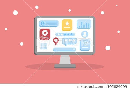 Computer screen with seo marketing, web analytics, Strategy and Planing, Social media comment 105824099