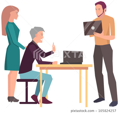 Meeting to discuss starting project, business plan. Colleagues discussing work in entrepreneurship 105824257