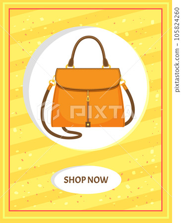 Cartoon illustration of womens bag vector icon on background, poster with stylish handbag 105824260
