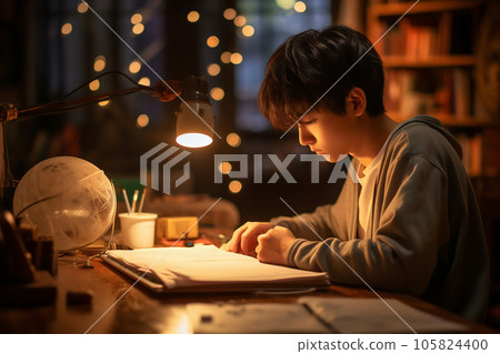 Elementary school students doing homework for summer vacation 105824400