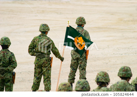 Ground Self-Defense Force personnel lining up Ground Self-Defense Force personnel lining up 105824644