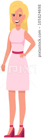 Pretty girl with beautiful hair in pink dress.... - Stock ...