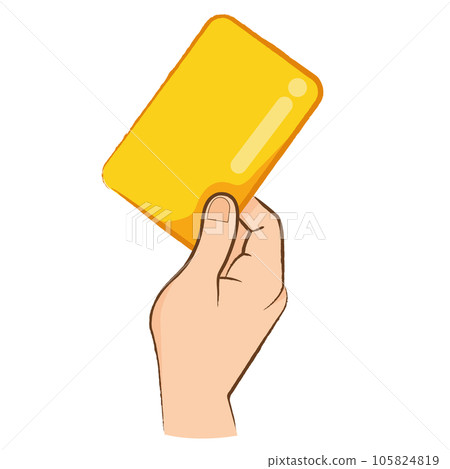 hand holding a yellow card hand holding a yellow card 105824819