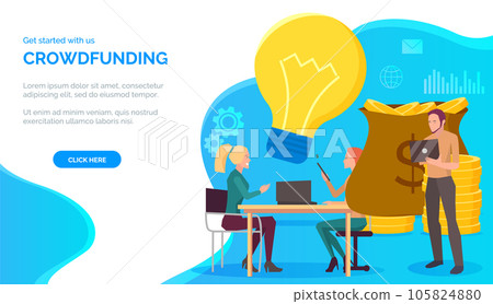 People working with crowdfunding and investment. Raising capital, accumulating wealth concept People working with crowdfunding and investment. Raising capital, accumulating wealth concept 105824880