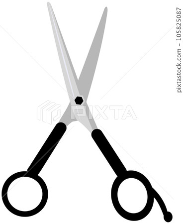 Hairdresser tool for cutting hair, barbershop symbol. Hairdressing scissors with sharp blades Hairdresser tool for cutting hair, barbershop symbol. Hairdressing scissors with sharp blades 105825087