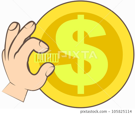 Gold coin with dollar sign isolated on white background symbol of wealth and success in human hand Gold coin with dollar sign isolated on white background symbol of wealth and success in human hand 105825114