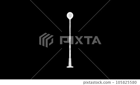 3D street lamp on black bg. Object dissolved white flickering particles. Business backdrop. Science concept. Abstract bg title, presentation. Holographic screensaver. 3D animation 3D street lamp on black bg. Object dissolved white flickering particles. Business backdrop. Science concept. Abstract bg title, presentation. Holographic screensaver. 3D animation 105825580
