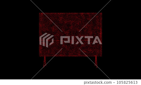 3D road sign board on black bg. Object dissolved red flickering particles. Business backdrop. Science concept. Abstract bg for title, presentation. Holographic screensaver. 3D animation 3D road sign board on black bg. Object dissolved red flickering particles. Business backdrop. Science concept. Abstract bg for title, presentation. Holographic screensaver. 3D animation 105825613
