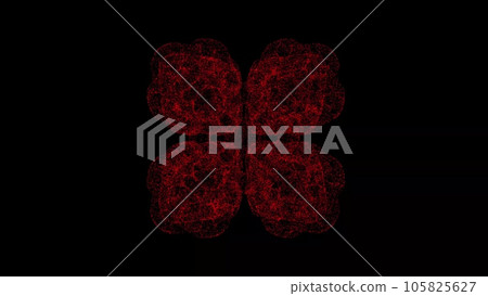 3D abstract flower on black bg. Object dissolved red flickering particles. Business backdrop. Science concept. Abstract bg title, presentation. Holographic screensaver. 3D animation 3D abstract flower on black bg. Object dissolved red flickering particles. Business backdrop. Science concept. Abstract bg title, presentation. Holographic screensaver. 3D animation 105825627