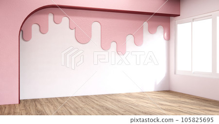 Colorful Living room japanese minimalist room interior, 3D rendering 105825695