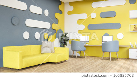 Colorful Living room japanese minimalist room interior, 3D rendering 105825708