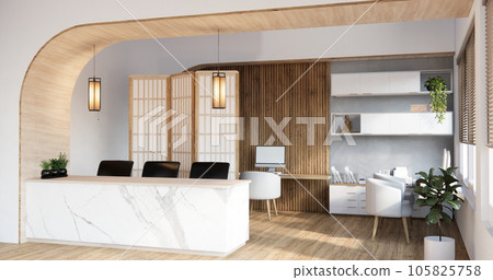 Mock up scene Reception Desk standing in office. Mock up scene Reception Desk standing in office. 105825758
